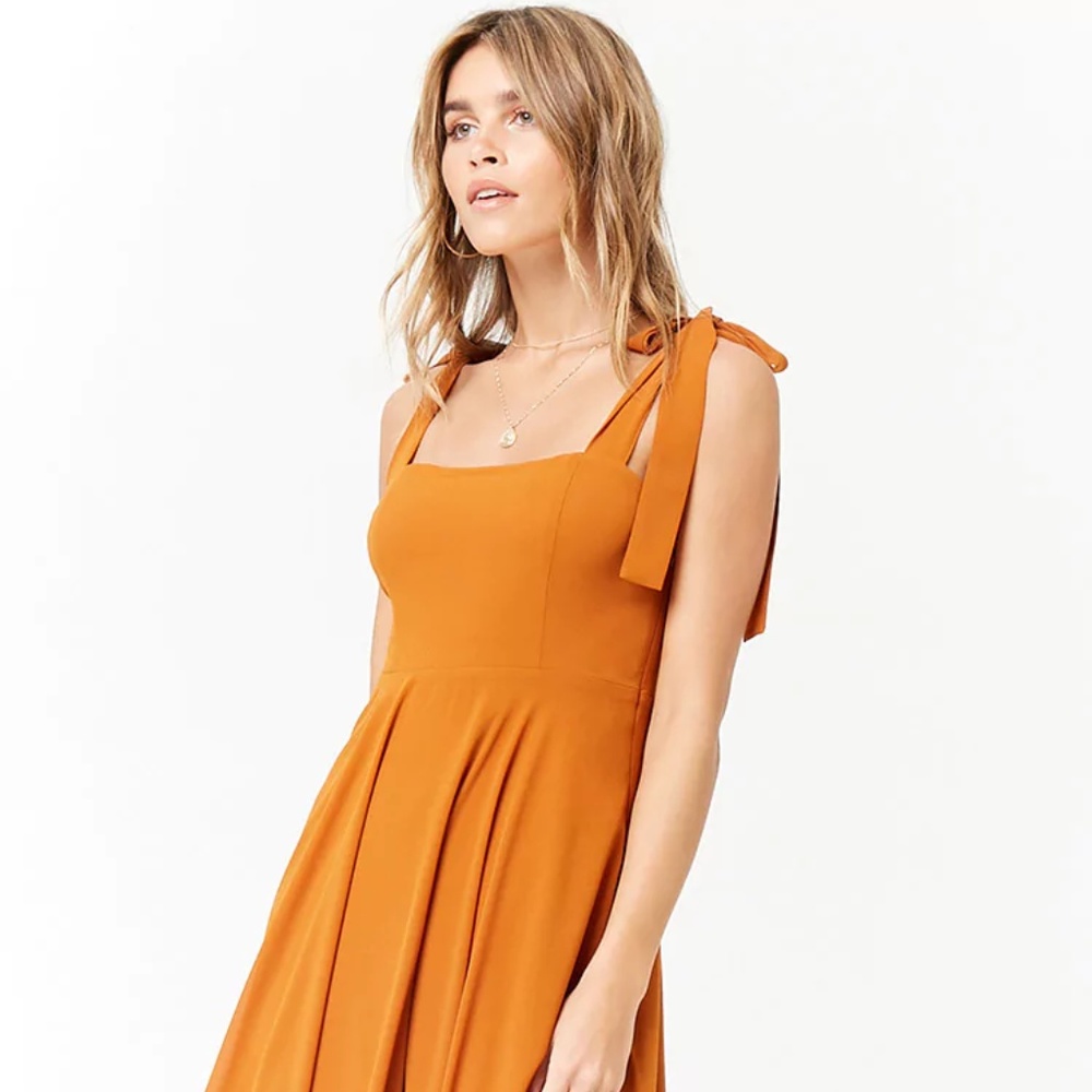 woven self tie dress in amber
